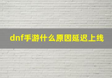 dnf手游什么原因延迟上线