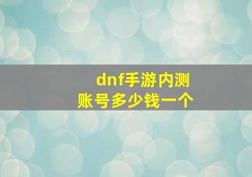 dnf手游内测账号多少钱一个