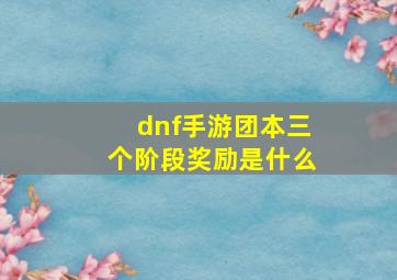 dnf手游团本三个阶段奖励是什么