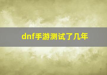 dnf手游测试了几年