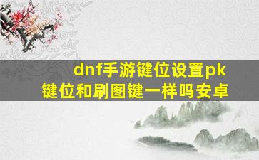 dnf手游键位设置pk键位和刷图键一样吗安卓