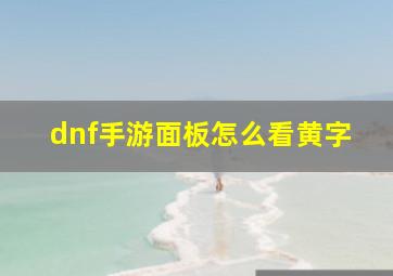 dnf手游面板怎么看黄字