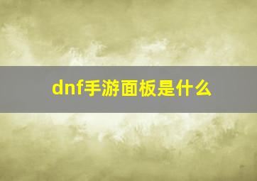 dnf手游面板是什么