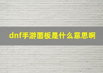 dnf手游面板是什么意思啊