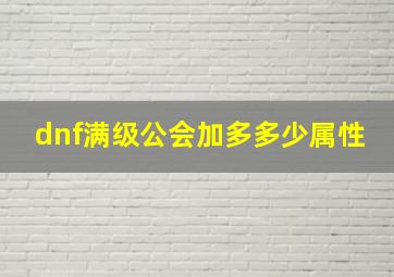 dnf满级公会加多多少属性