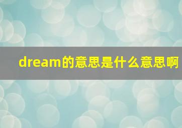 dream的意思是什么意思啊