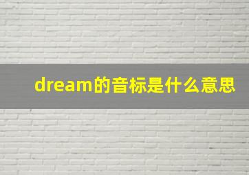 dream的音标是什么意思