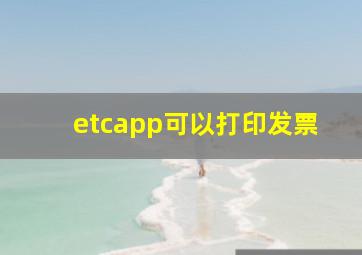 etcapp可以打印发票