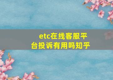 etc在线客服平台投诉有用吗知乎