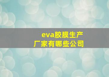 eva胶膜生产厂家有哪些公司