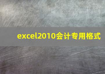 excel2010会计专用格式