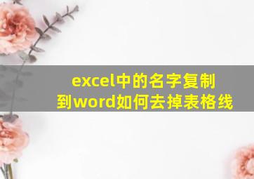 excel中的名字复制到word如何去掉表格线