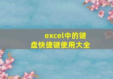 excel中的键盘快捷键使用大全