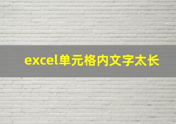 excel单元格内文字太长