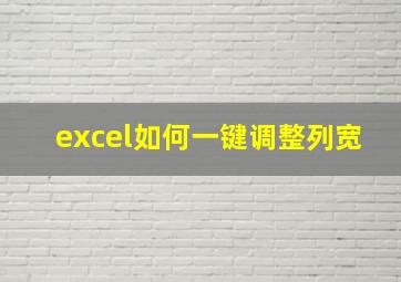 excel如何一键调整列宽