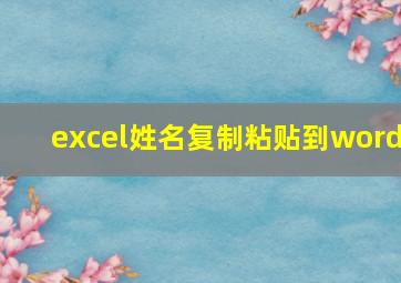 excel姓名复制粘贴到word