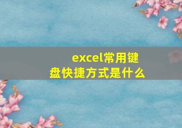 excel常用键盘快捷方式是什么