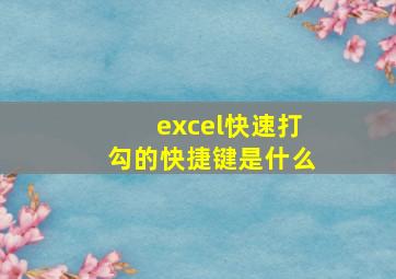 excel快速打勾的快捷键是什么