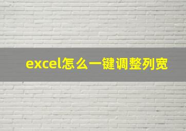 excel怎么一键调整列宽