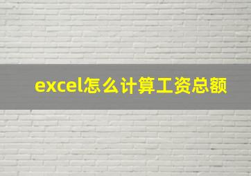 excel怎么计算工资总额