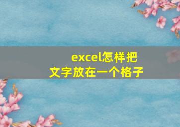 excel怎样把文字放在一个格子