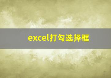 excel打勾选择框