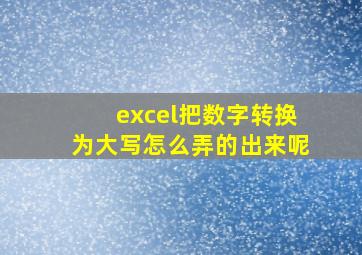 excel把数字转换为大写怎么弄的出来呢