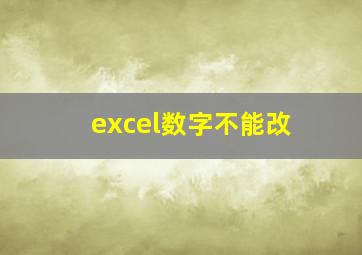 excel数字不能改