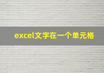 excel文字在一个单元格