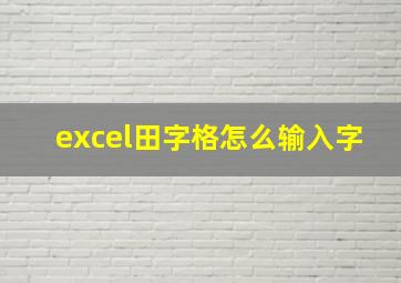 excel田字格怎么输入字