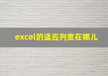 excel的适应列宽在哪儿