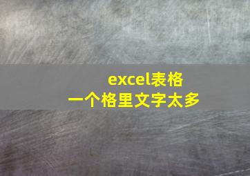 excel表格一个格里文字太多