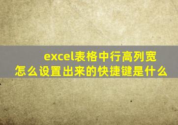 excel表格中行高列宽怎么设置出来的快捷键是什么