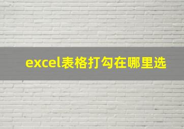 excel表格打勾在哪里选