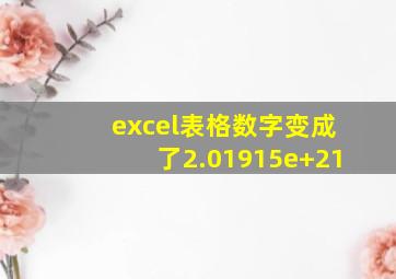 excel表格数字变成了2.01915e+21