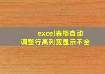 excel表格自动调整行高列宽显示不全