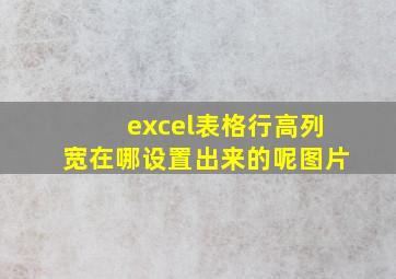 excel表格行高列宽在哪设置出来的呢图片