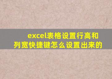 excel表格设置行高和列宽快捷键怎么设置出来的