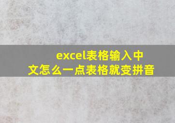 excel表格输入中文怎么一点表格就变拼音