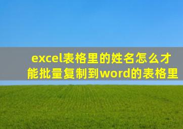 excel表格里的姓名怎么才能批量复制到word的表格里