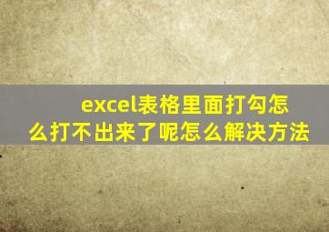 excel表格里面打勾怎么打不出来了呢怎么解决方法