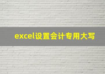 excel设置会计专用大写