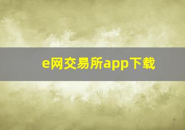 e网交易所app下载