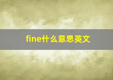 fine什么意思英文