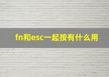 fn和esc一起按有什么用