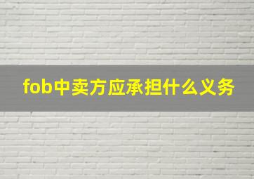 fob中卖方应承担什么义务