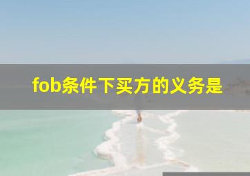 fob条件下买方的义务是