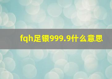 fqh足银999.9什么意思