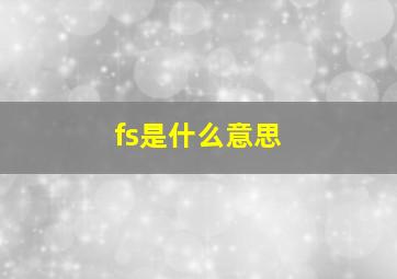 fs是什么意思