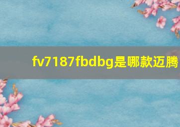 fv7187fbdbg是哪款迈腾